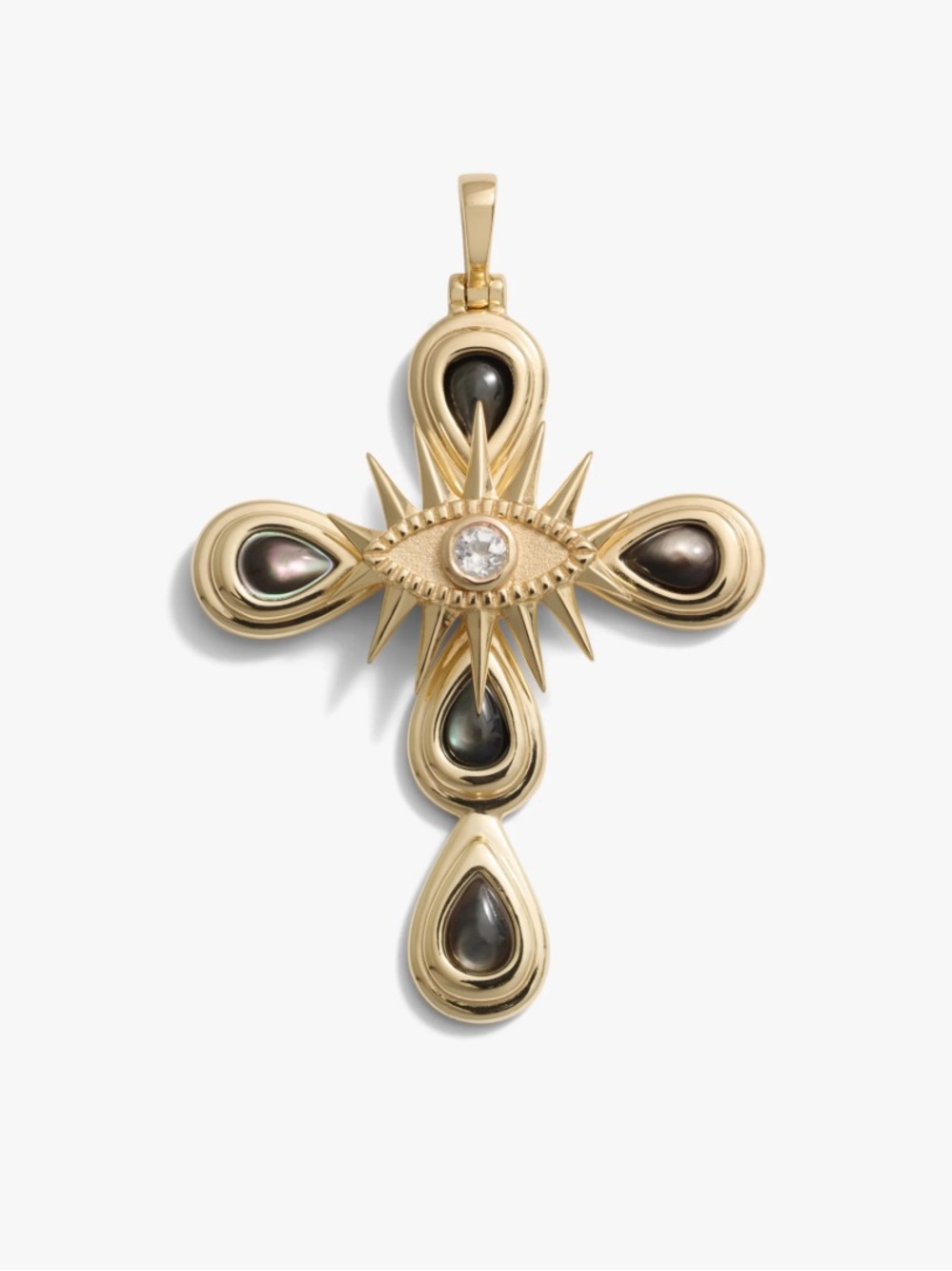 Awe inspired statement third Eye Cross Pendant Black mother of pearl